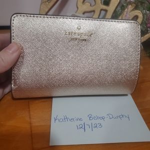 Kate Spade Glittering Rose Medium Compact, Bifold Wallet